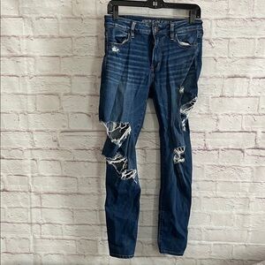 American Eagle Outfitters Ripped Blue Skinny Jeans